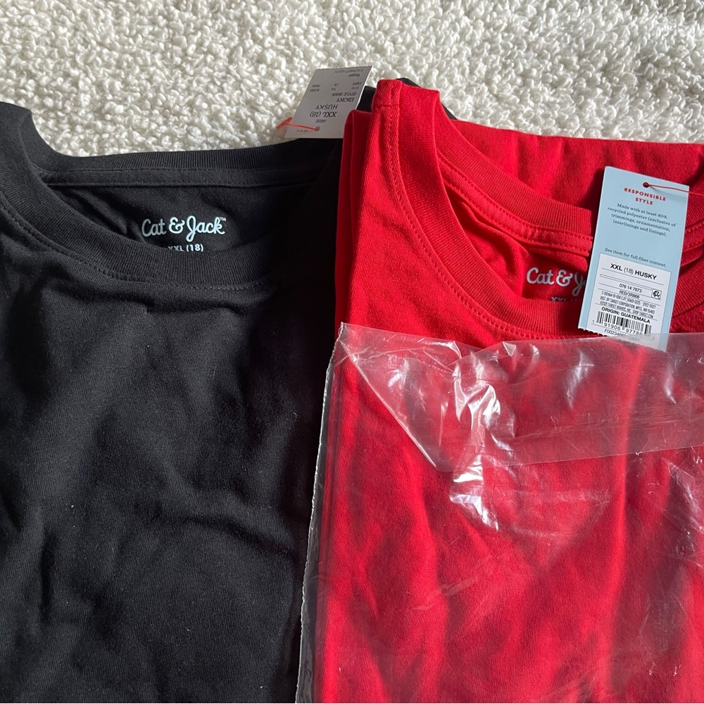 NEW Cat & Jack red and black short sleeve tees